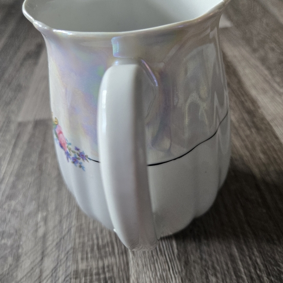 Bavaria Vintage Iridescent Porcelain Pitcher Pink Rose Floral Lustreware - Picture 10 of 11